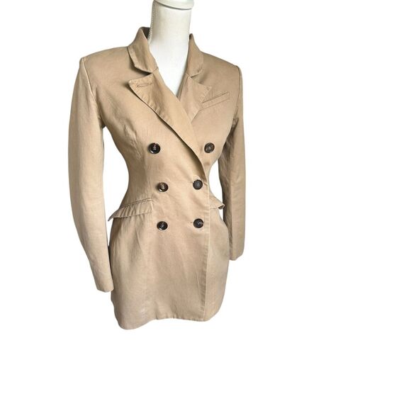 House of CB London Beige Double Breasted Coat Size Small - Picture 9 of 16